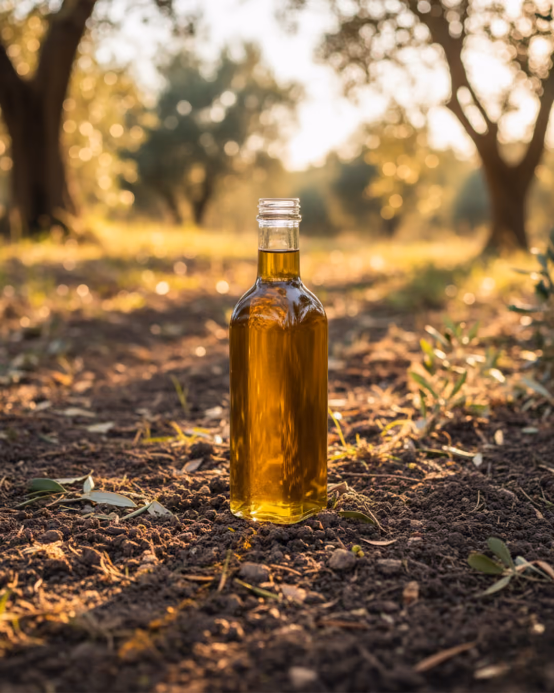 Una bottiglia di olio tra gli ulivi, immagine della vetrina originaria